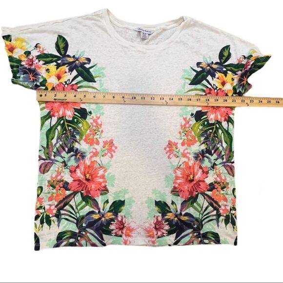 Tommy Bahamas Floral Linen Shirt. Short Sleeves. Semi Sheer. Side M. Great Cond! - Picture 8 of 8